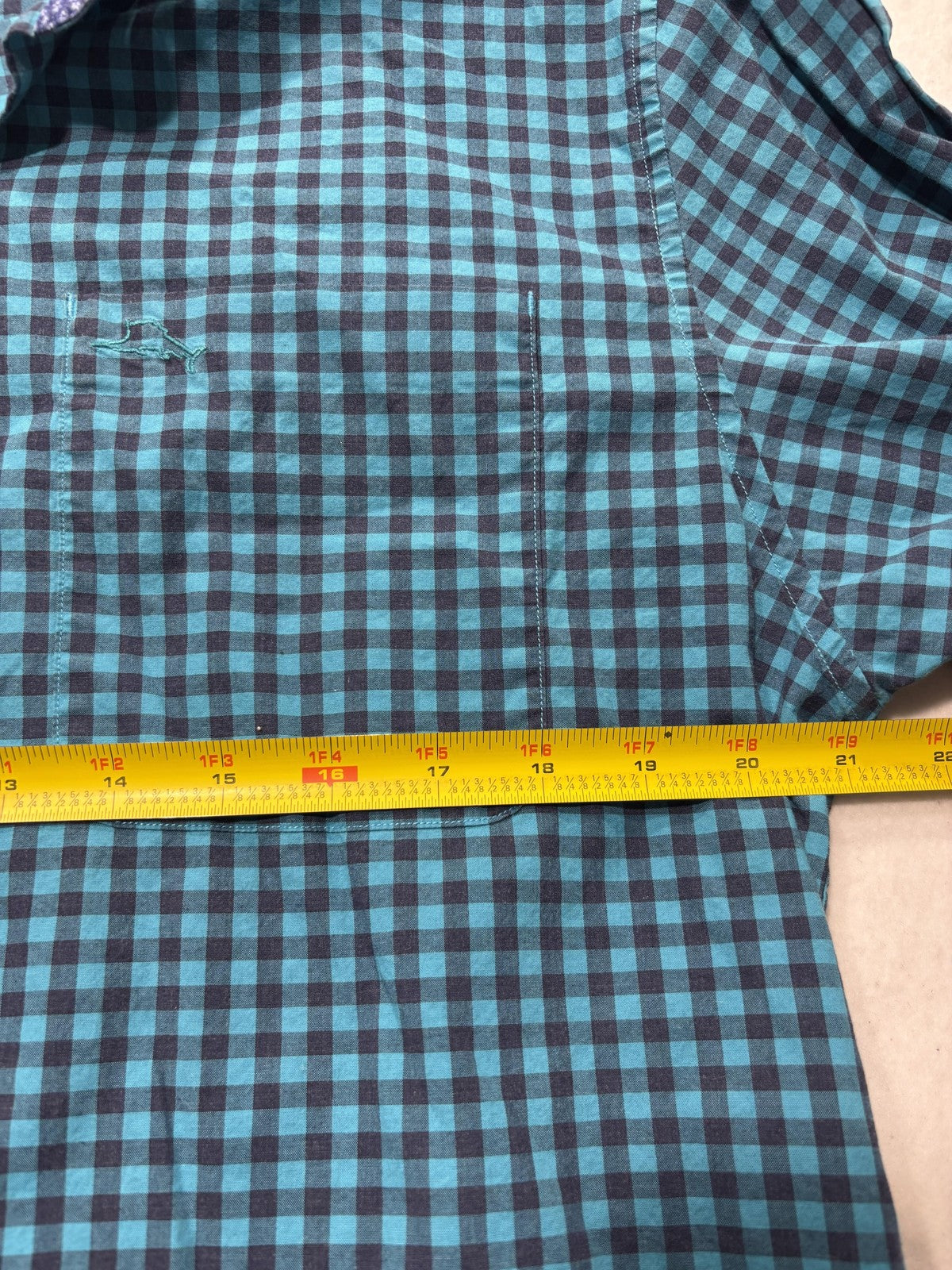 Tommy Bahama Shirt Mens Medium Blue Gingham Pima Cotton Long Sleeve Button Up