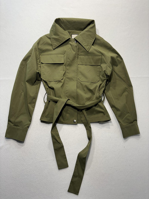 Bagatelle Collection Jacket Womens M Green Belted Military Full Zip Utility