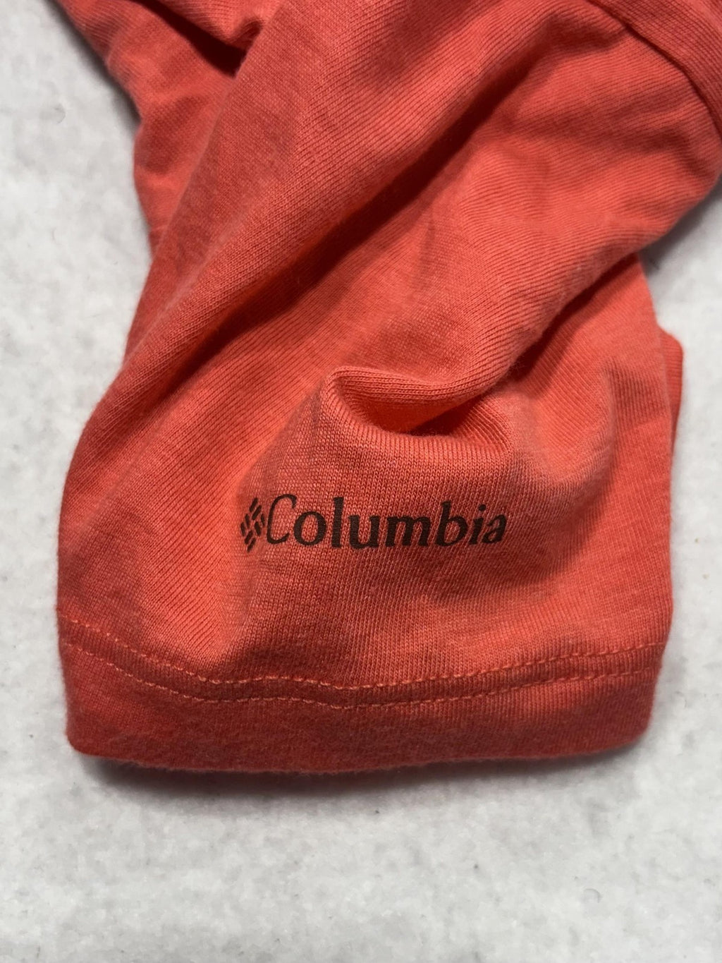 Columbia Shirt Womens Medium Orange Scoop Neck Short Sleeve Graphic Logo Tee