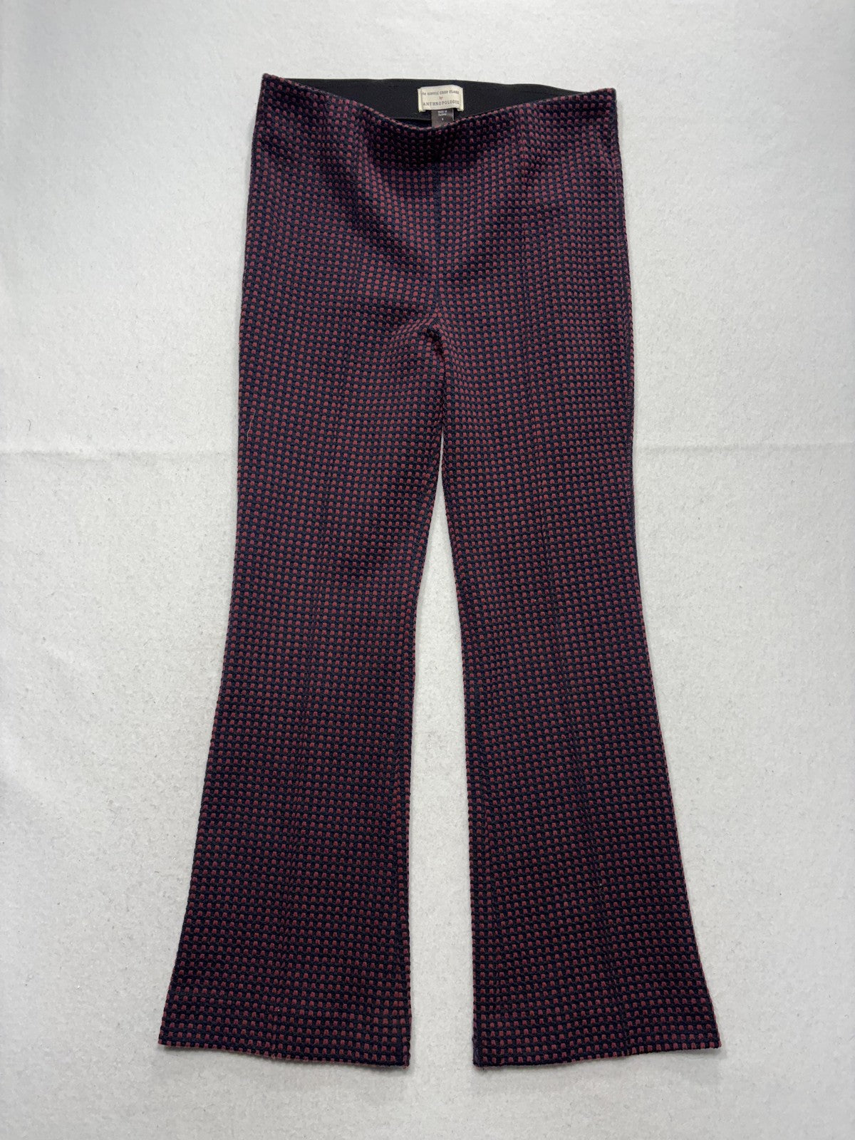 Anthropologie Essential Crop Flare Knit Pants Womens Small Blue Geometric