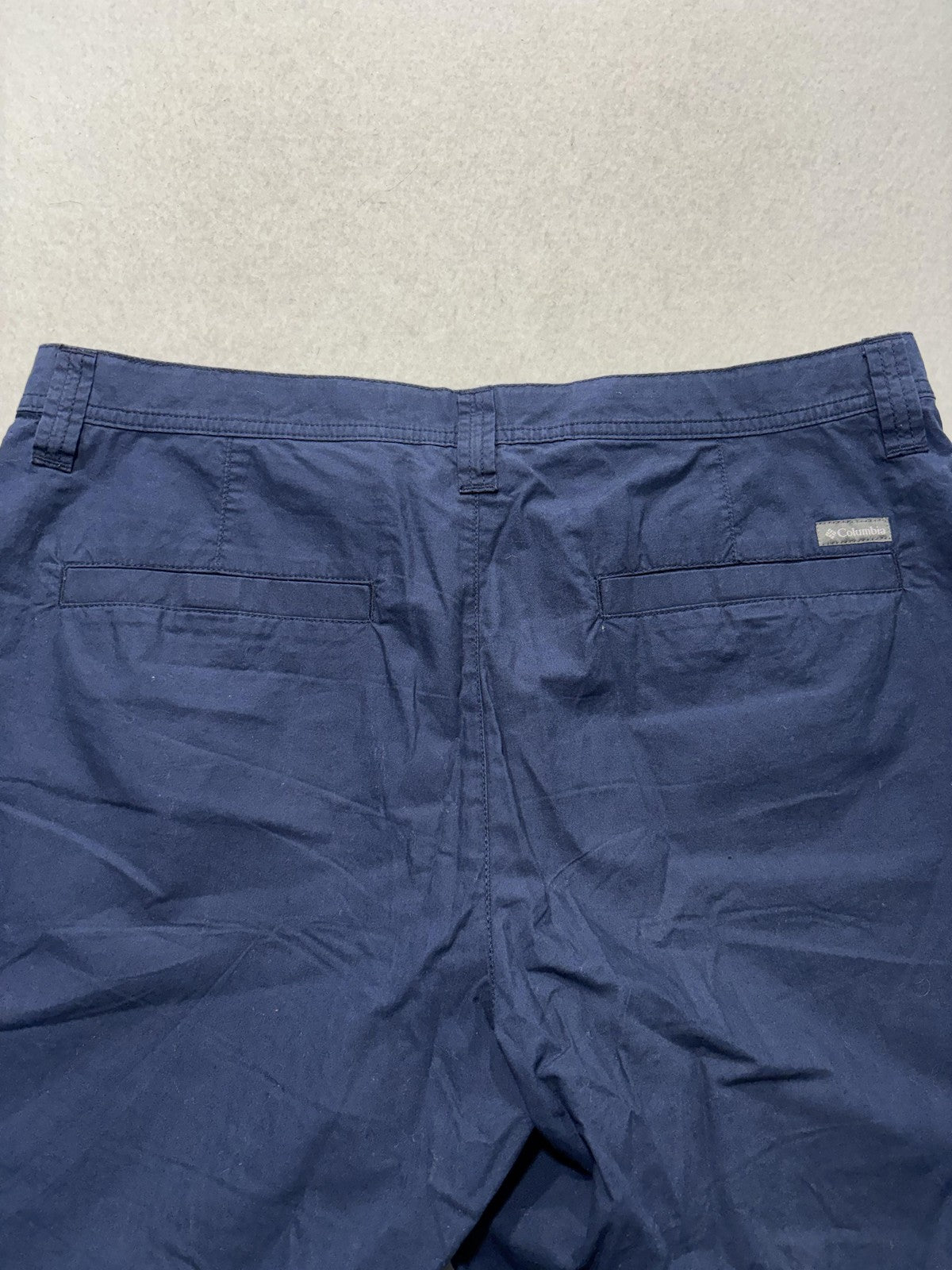 Columbia Chino Shorts Mens 34 Blue 8" Inseam Lined Lightweight Travel Casual