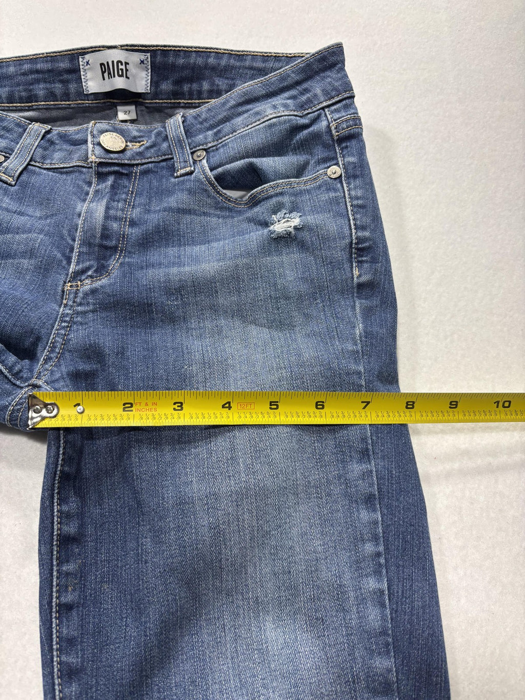 Paige Verdugo Ultra Skinny Jeans Womens 27 Blue Distressed 28x28.5 Stretch