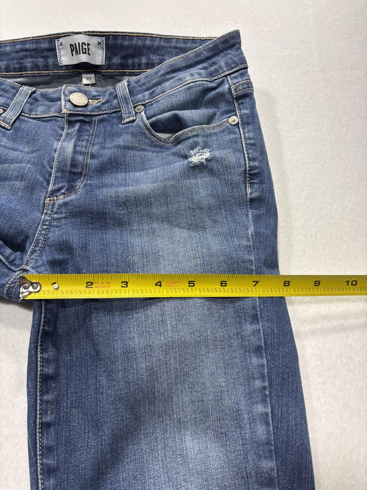Paige Verdugo Ultra Skinny Jeans Womens 27 Blue Distressed 28x28.5 Stretch