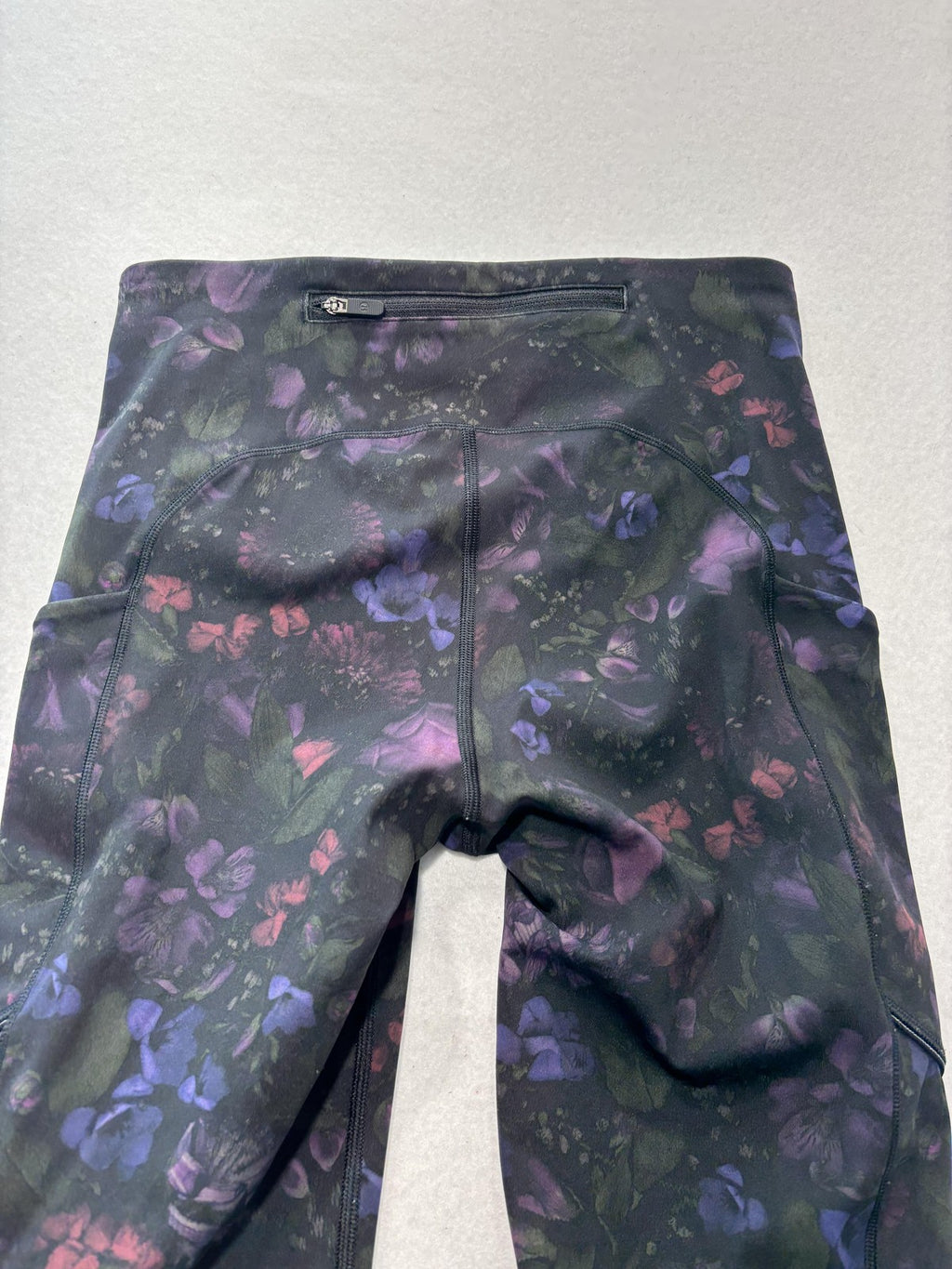 Lululemon Leggings Womens 4 Black Floral High Rise Pocket Ankle Stretch Athletic