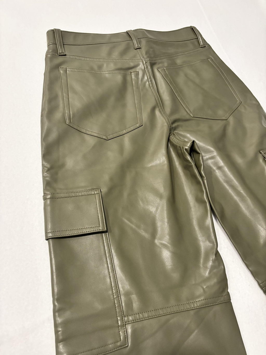 Abercrombie & Fitch Pants Womens 28 Short Green Faux Leather 90s High Rise Cargo