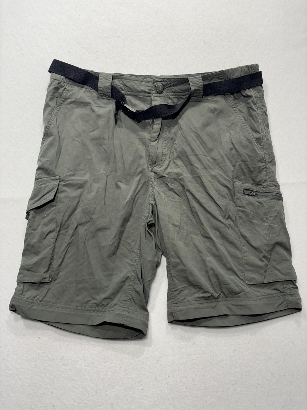 Columbia Omni-Shade Shorts Mens 34 Green Belted Cargo Hiking Quick Dry Outdoor