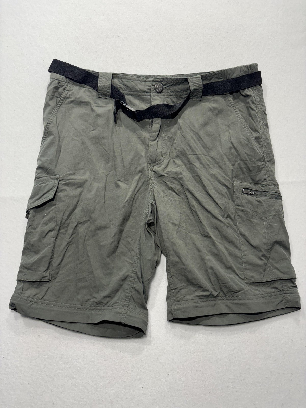Columbia Omni-Shade Shorts Mens 34 Green Belted Cargo Hiking Quick Dry Outdoor