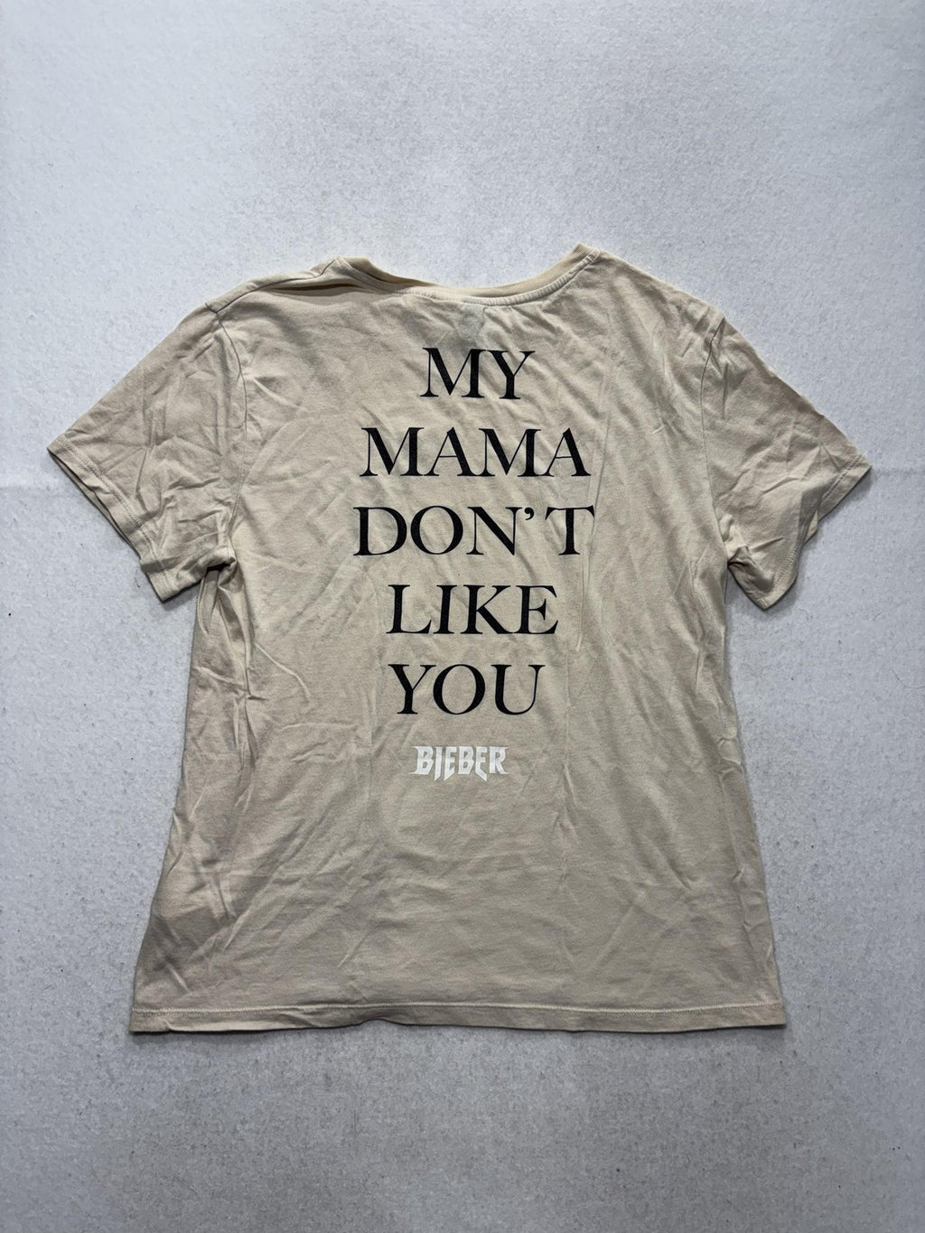 H&M Shirt Mens Medium Beige Justin Bieber Purpose Tour 2017 Graphic Concert Tee