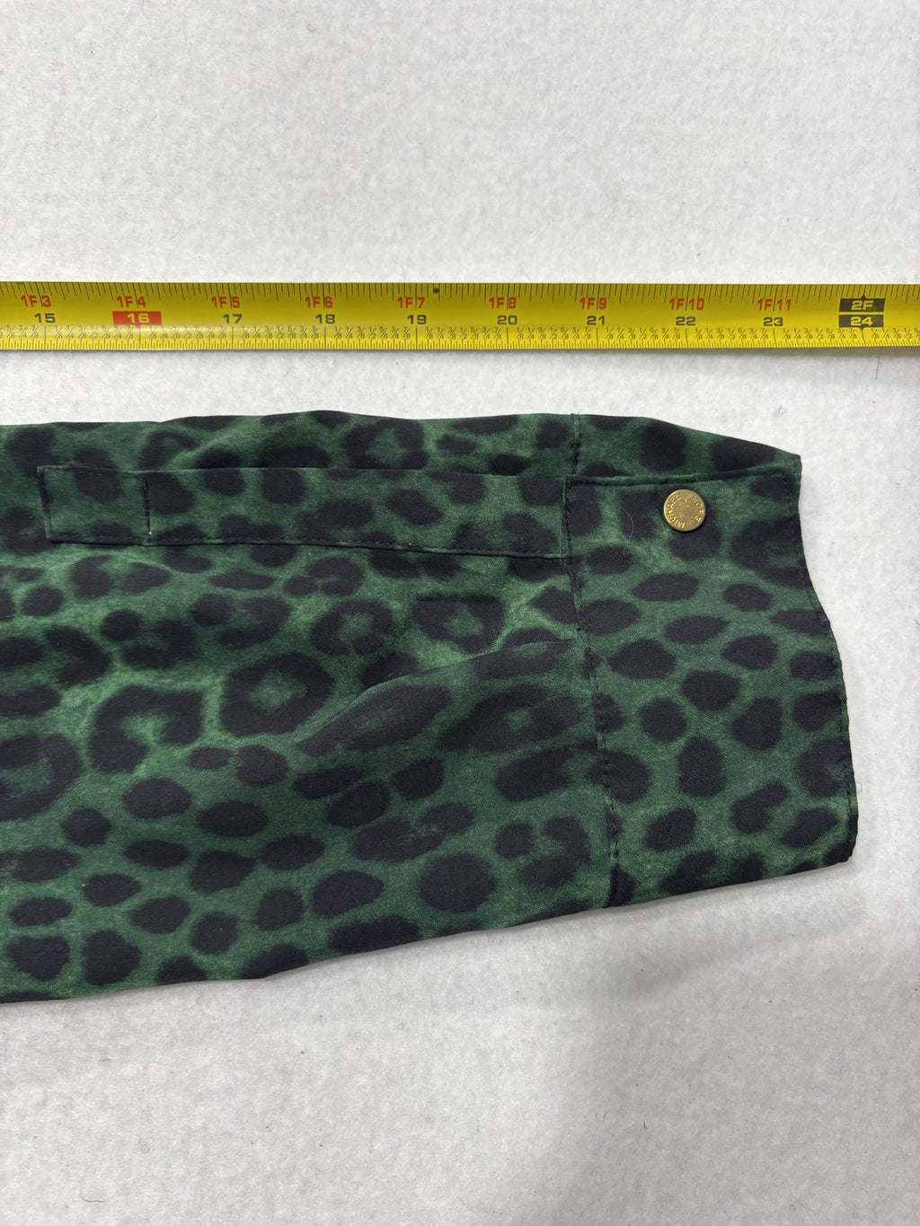 MICHAEL Michael Kors Blouse Womens Large Green Animal Print Zip Front Satin