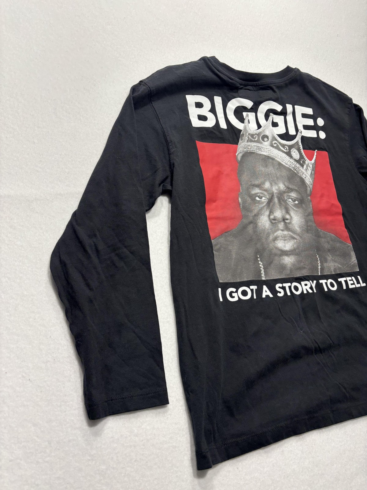 BIGGIE Shirt Boys 11-12 Black Zara Long Sleeve Graphic I Got A Story To Tell
