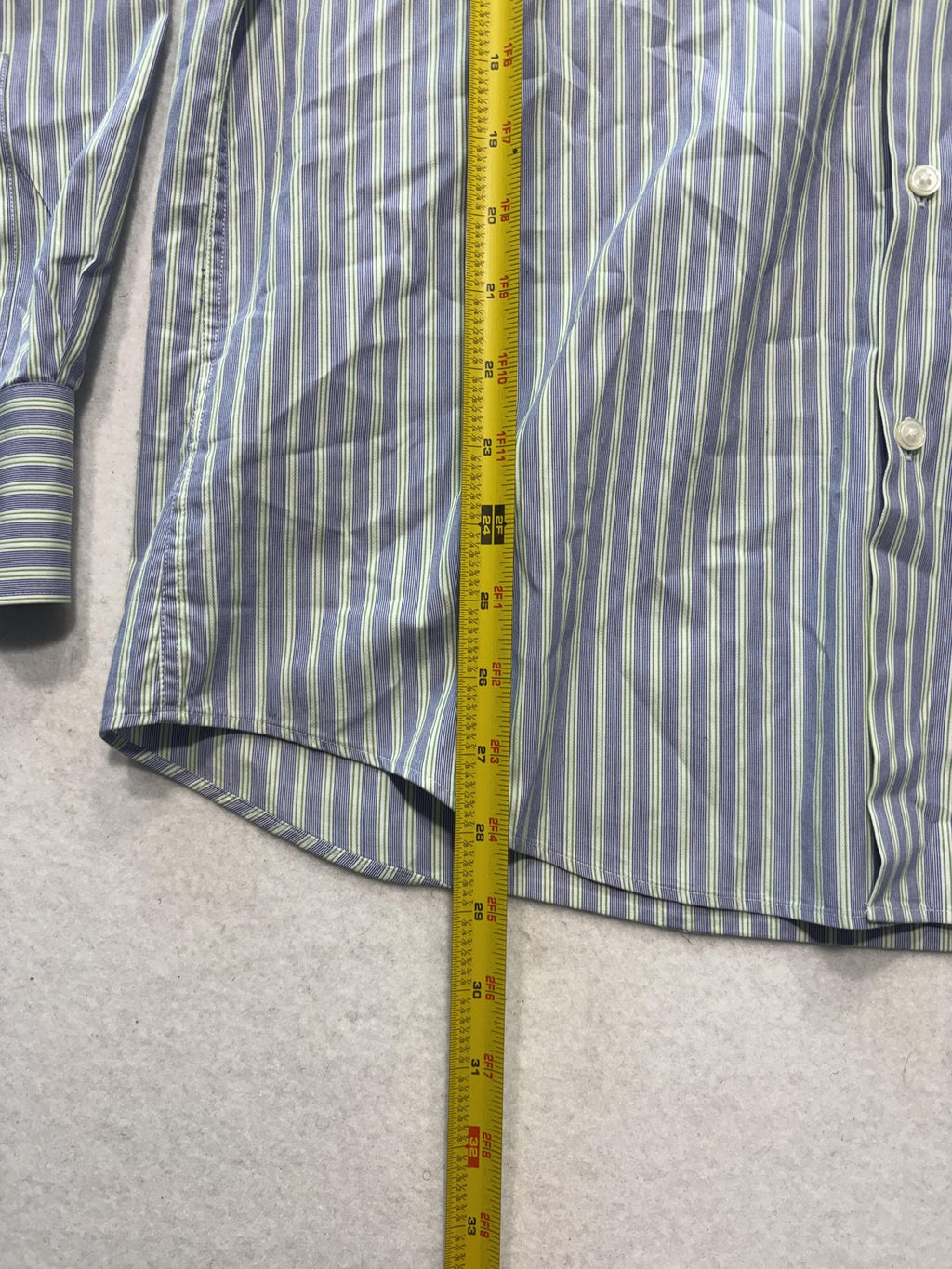 Hugo Boss Dress Shirt Mens 16 34/35 Blue Stripe Cotton Regular Fit LS Button Up