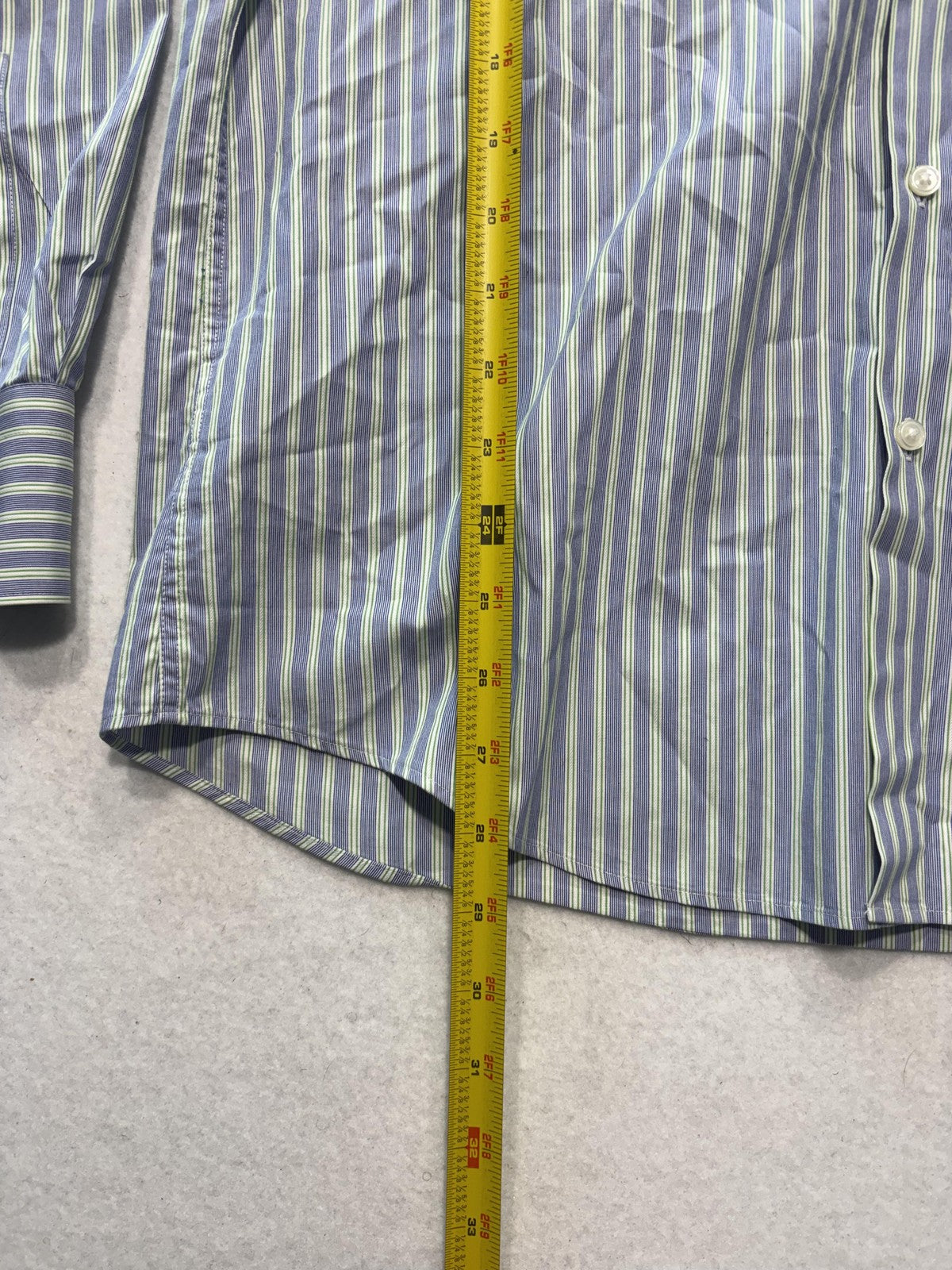 Hugo Boss Dress Shirt Mens 16 34/35 Blue Stripe Cotton Regular Fit LS Button Up