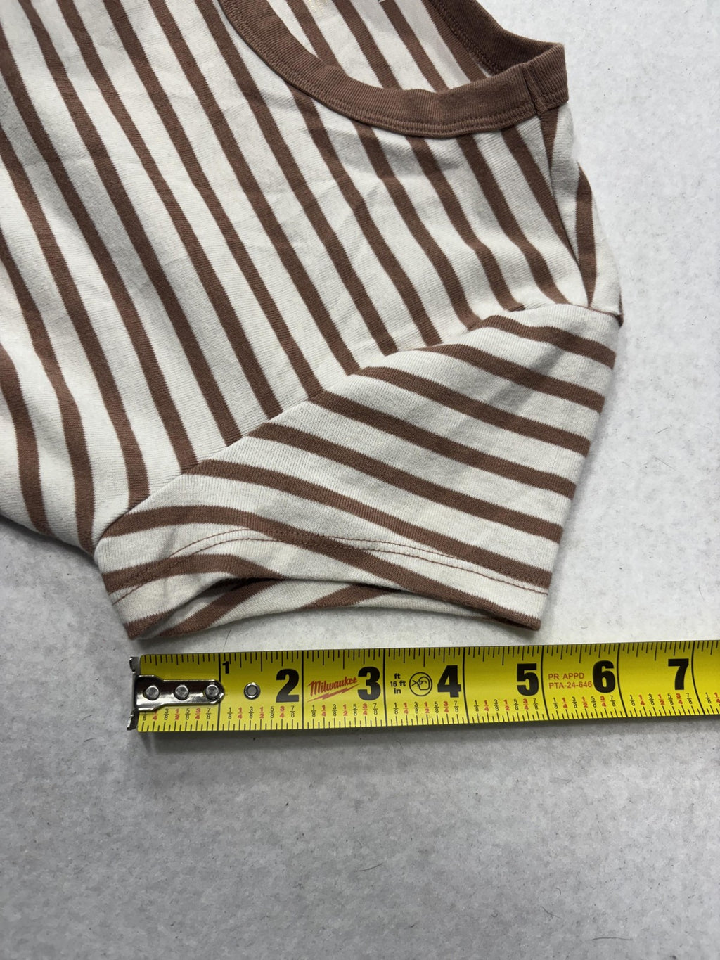 American Eagle Outfitters Shirt Womens Medium Brown Stripe Ringer Tee Stretch