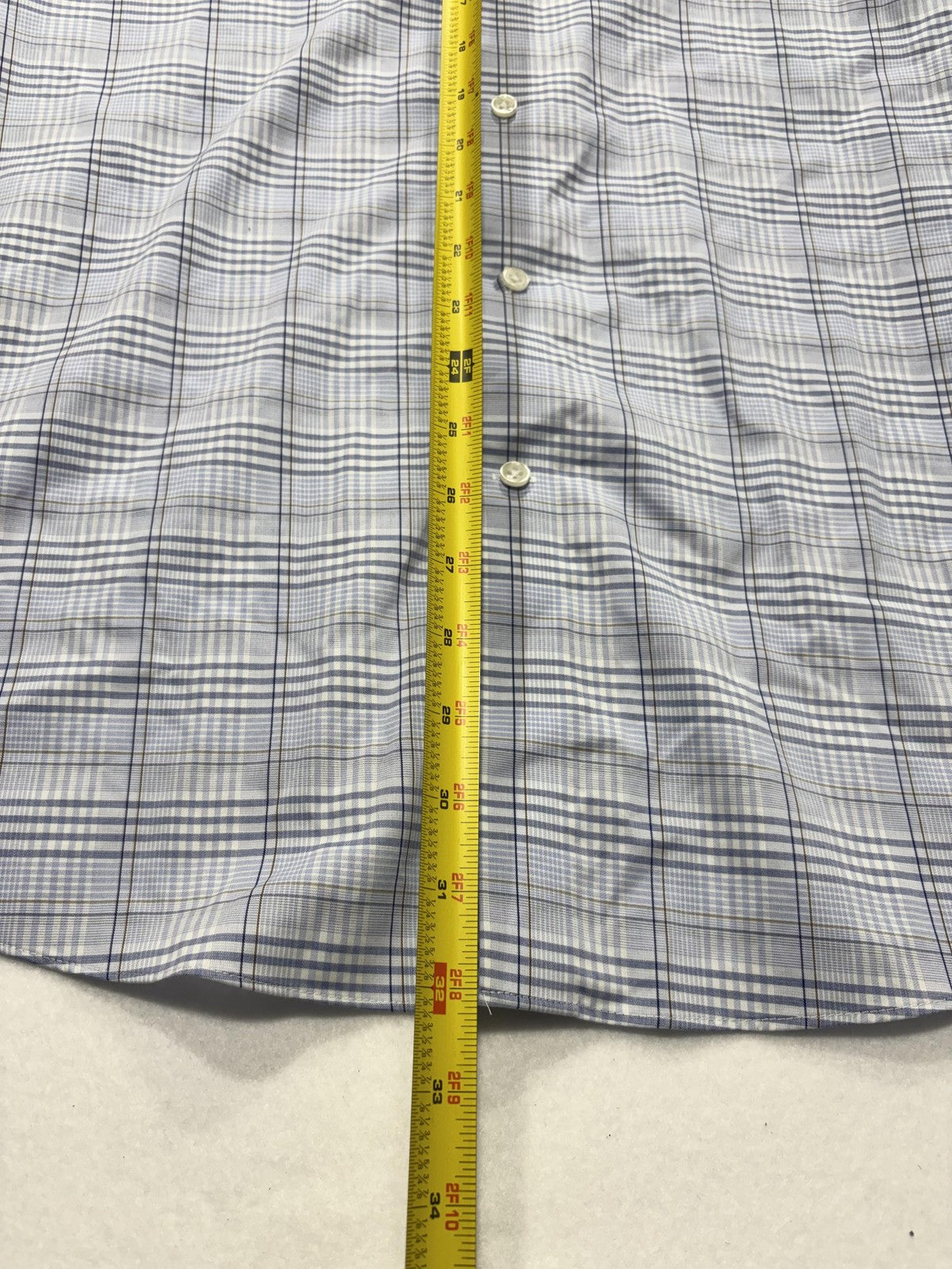 Michael Kors Dress Shirt Mens Large Blue Plaid Long Sleeve Non Iron Stretch