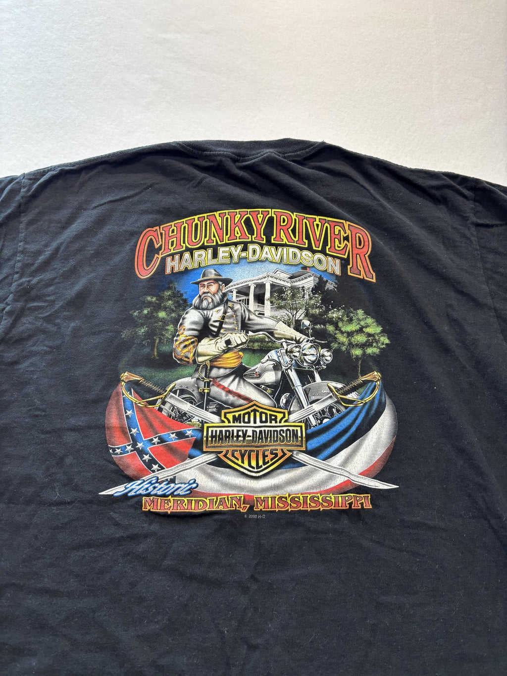 Vintage Harley-Davidson Shirt Mens XL Black Chunky River Meridian MS 2000s USA