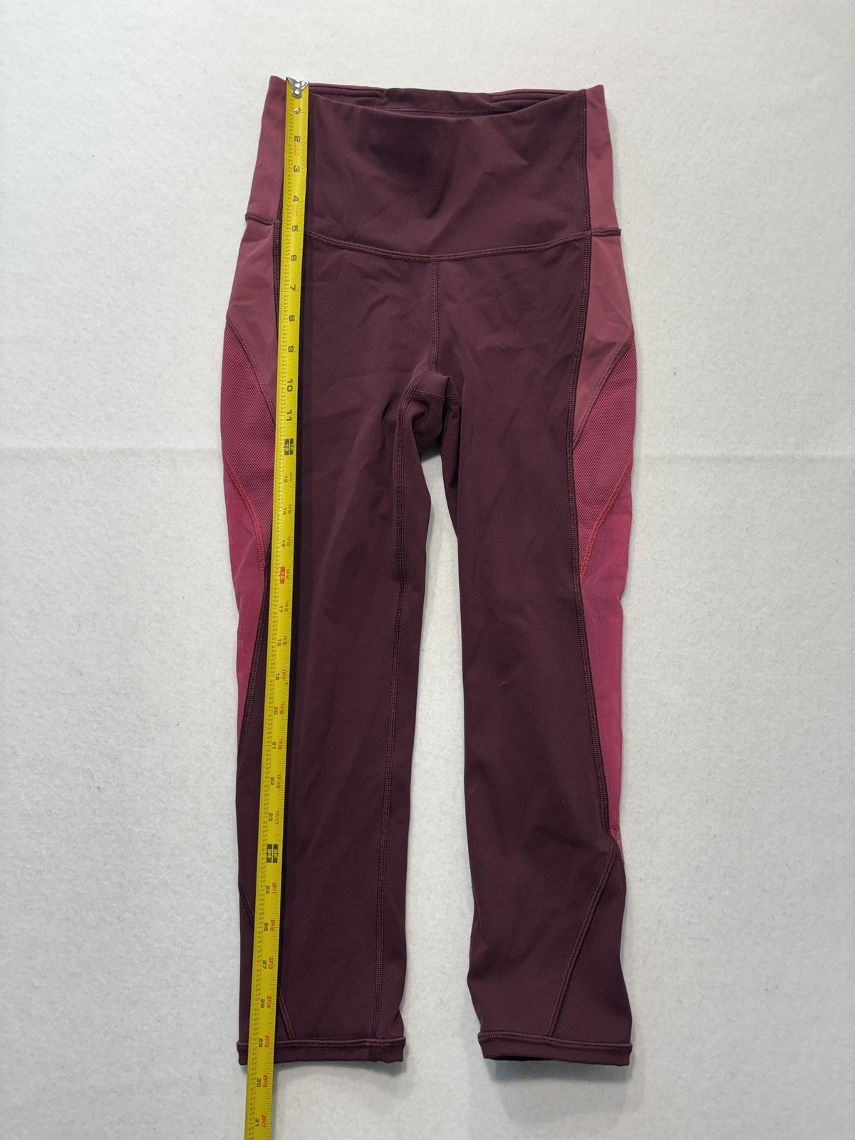 Lululemon Leggings Womens 4 Red Colorblock High Rise Crop 23.5" Inseam Stretch