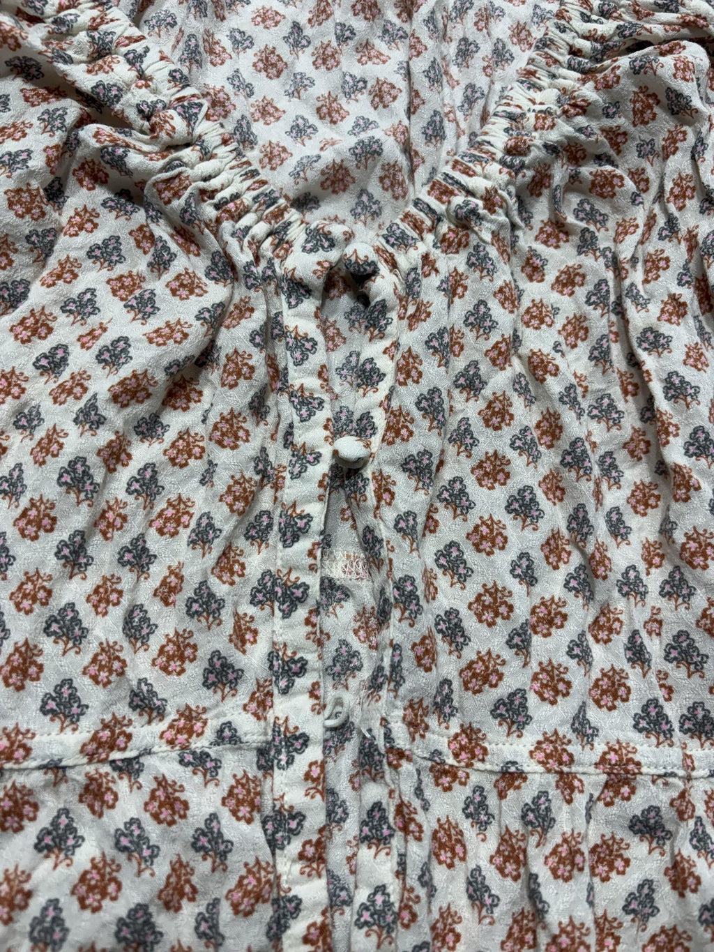 Intimately Free People White Floral Ruffle Peplum Blouse Womens Small OB801770