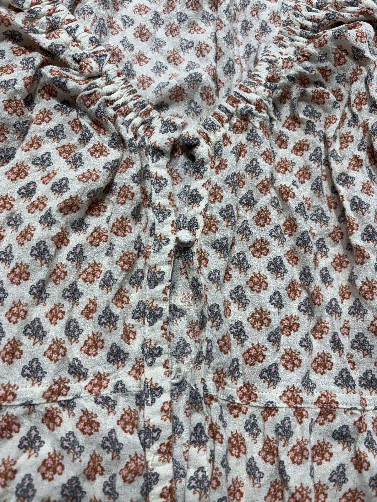 Intimately Free People White Floral Ruffle Peplum Blouse Womens Small OB801770