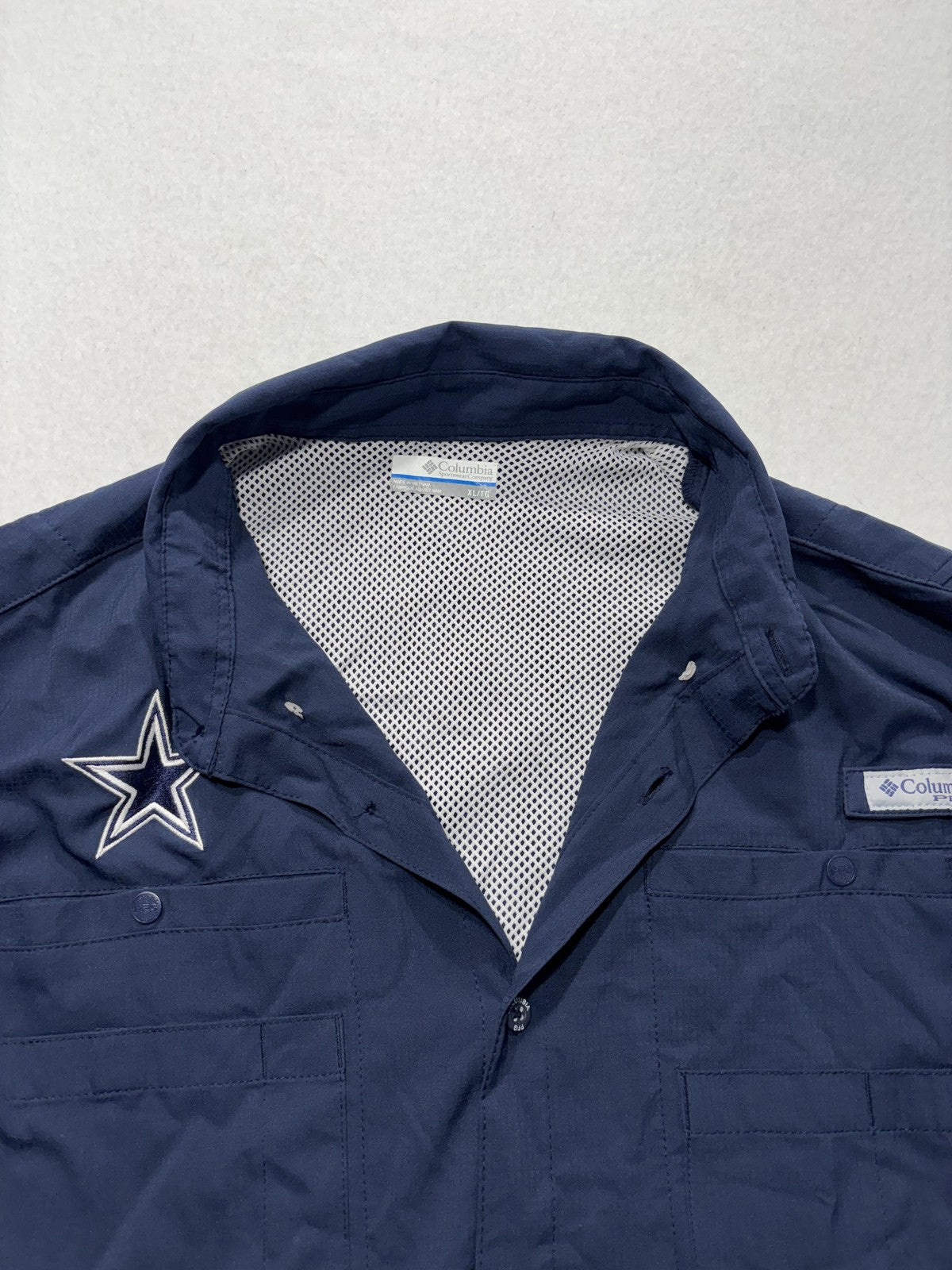 Dallas Cowboys Shirt Mens XL Blue NFL Football Columbia PFG Omni Shade Fishing
