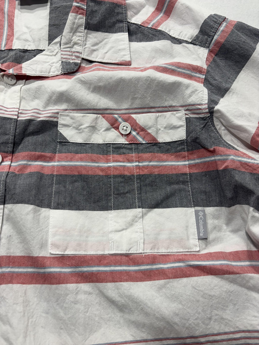 Columbia Shirt Mens Large Multicolor Striped Short Sleeve Button Up Casual