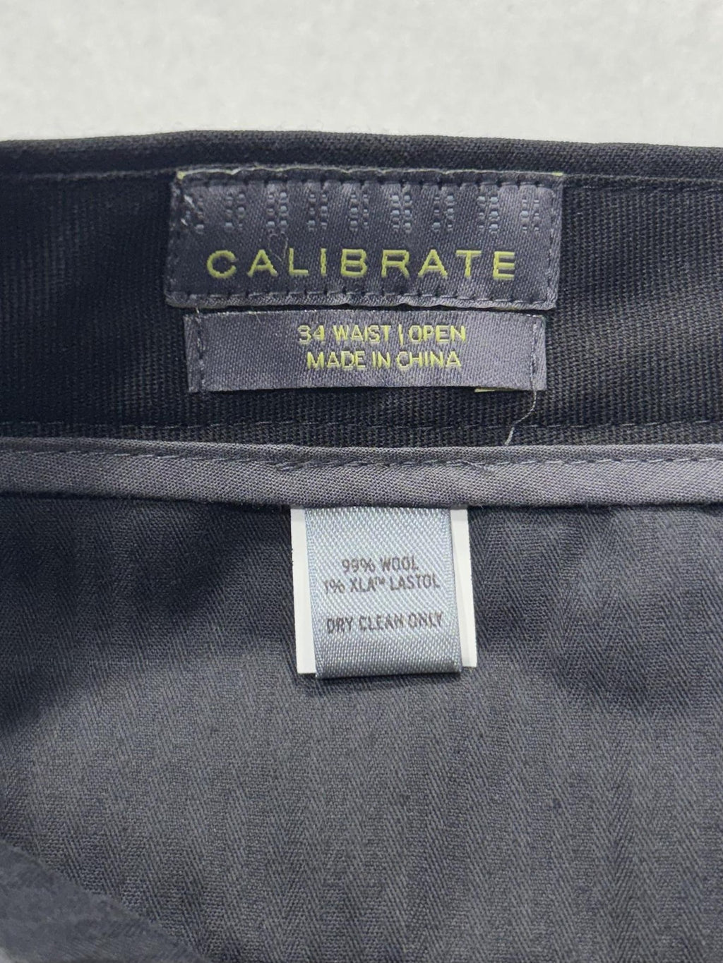 Calibrate Dress Pants Mens 34x38 Black Classic Fit Wool Flat Front Business
