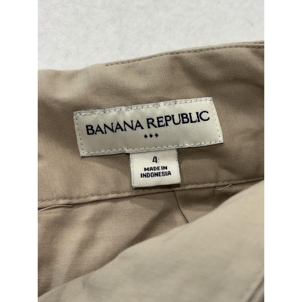 Banana Republic Skirt Womens 4 Beige Stretch Twill Knee Length Pencil Work