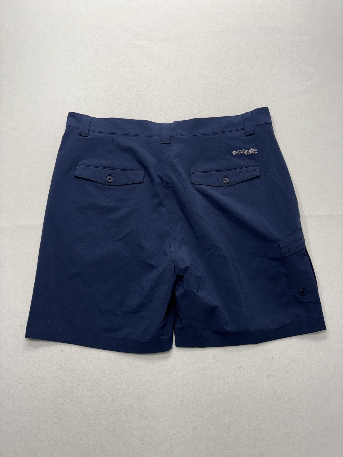 Columbia PFG Cargo Shorts Mens 36 Blue 8" Inseam Stretch Fishing Outdoor