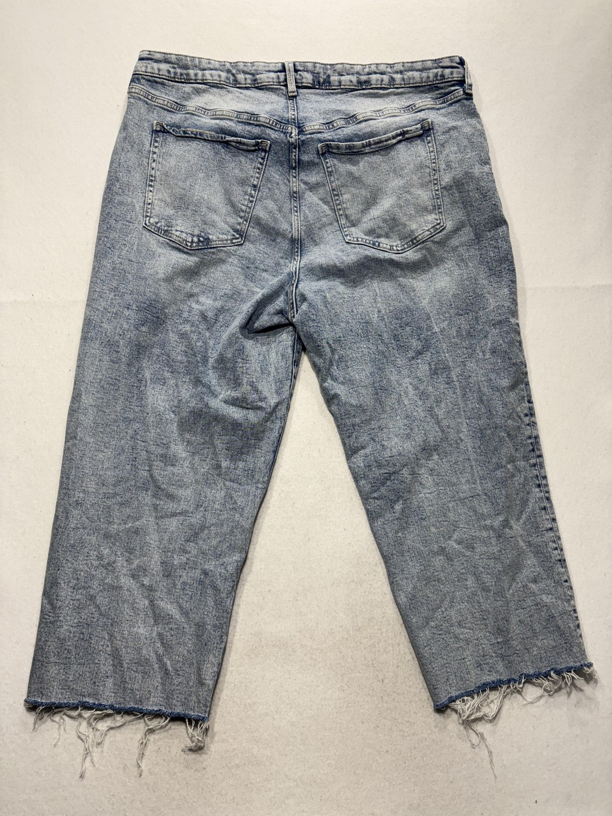 Old Navy Jeans Womens 20 Blue Light Wash High Rise Straight Crop Raw Hem 40x25.5