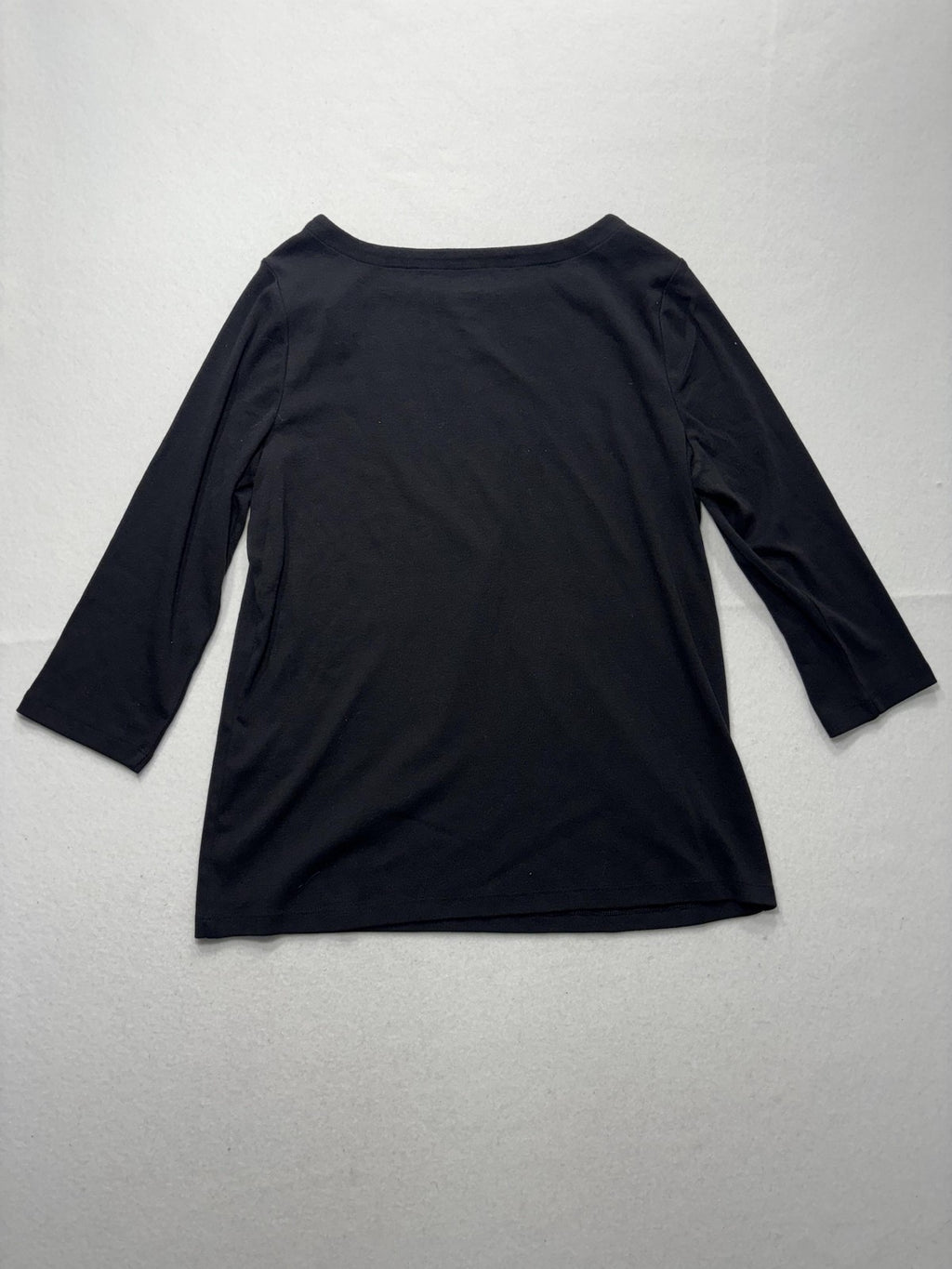 Chico's Shirt Womens 2 Black Boat Neck 3/4 Sleeve Cotton Jersey Tee Casual Top