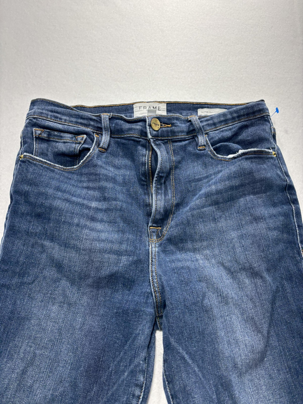 FRAME Ali High Rise Cigarette Jeans Womens 28 Blue Medium Wash Raw Hem 28x27