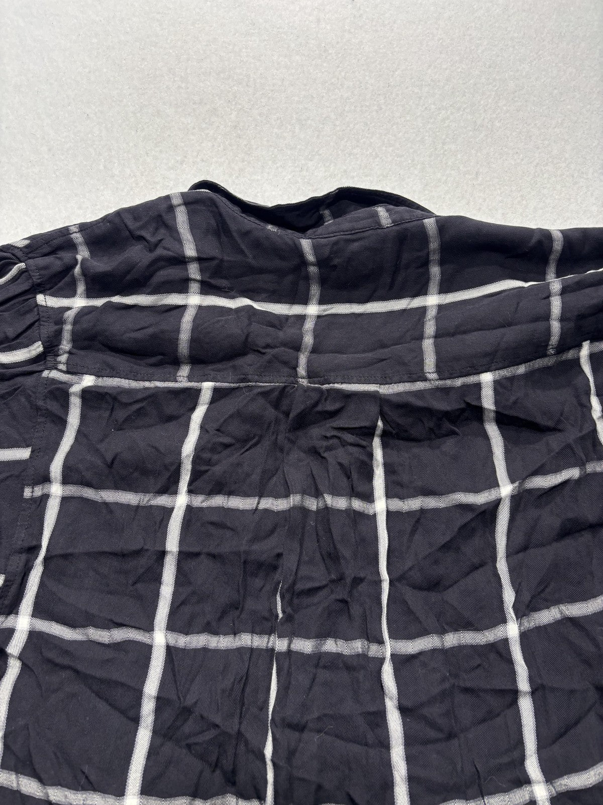 Stylus Button Up Shirt Womens L Black Plaid Long Sleeve Tunic Top Casual Fall
