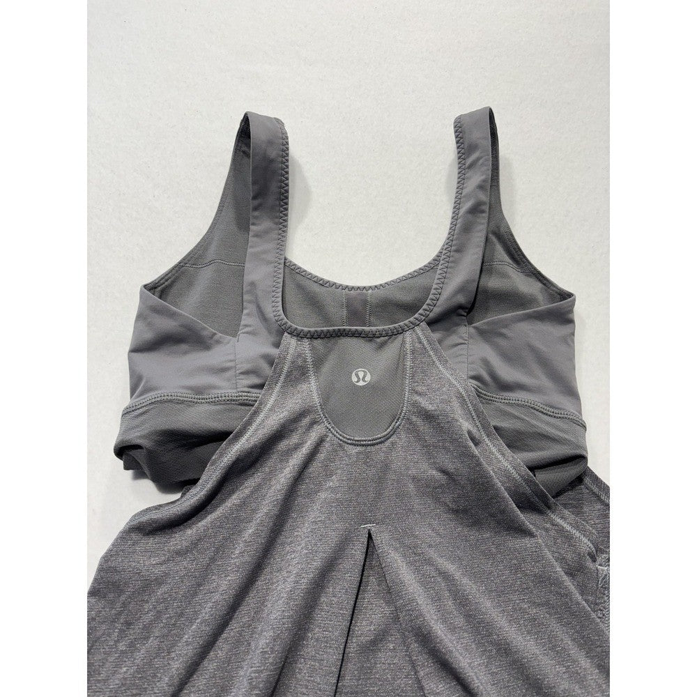 Lululemon Tank Womens Small Gray Scoop Neck Built In Bra Drawcord Hem Yoga Top