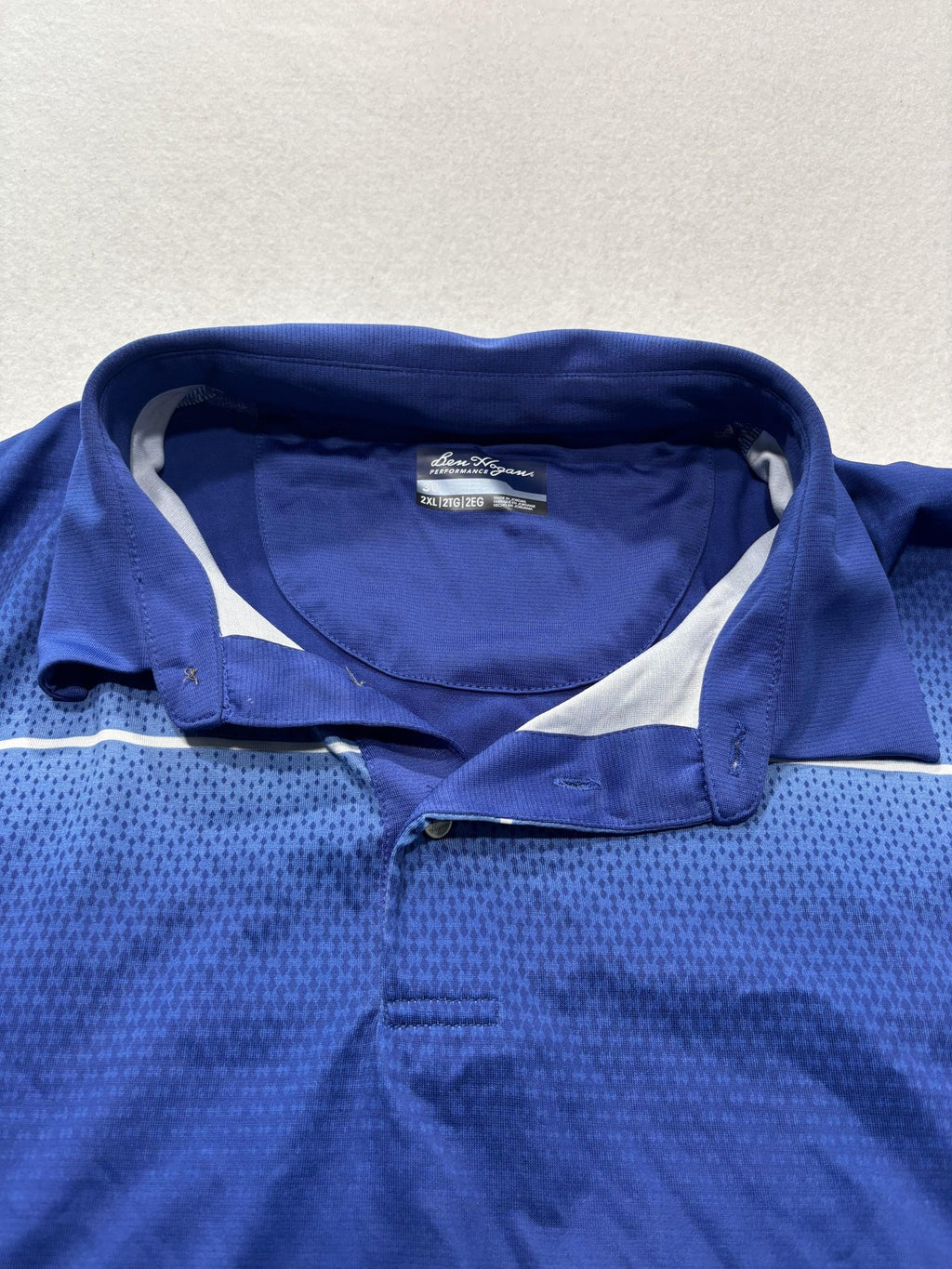 Ben Hogan Performance Polo Shirt Mens 2XL Blue Mesh Golf Short Sleeve Athletic