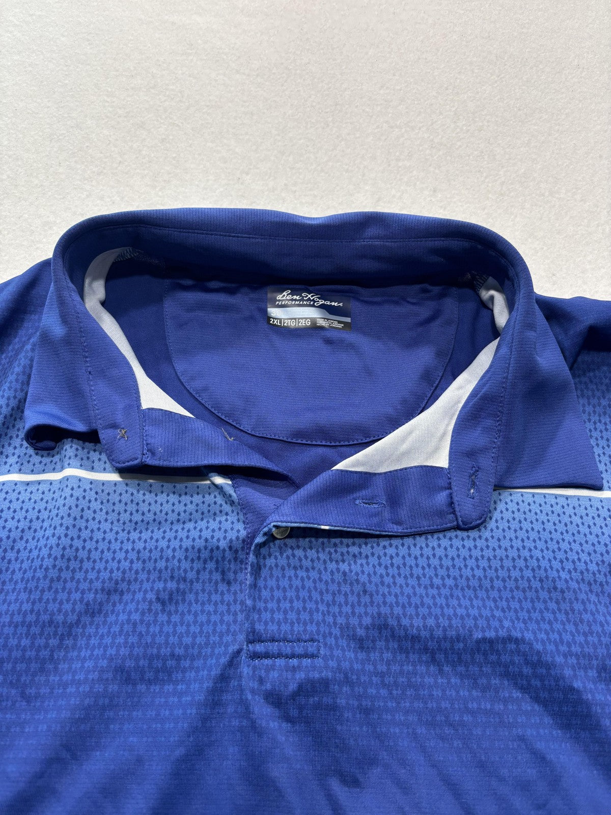 Ben Hogan Performance Polo Shirt Mens 2XL Blue Mesh Golf Short Sleeve Athletic