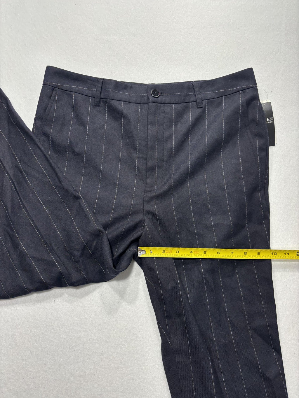 Lauren Ralph Lauren Dress Pants Womens 12 Black Pinstripe Straight Leg Twill
