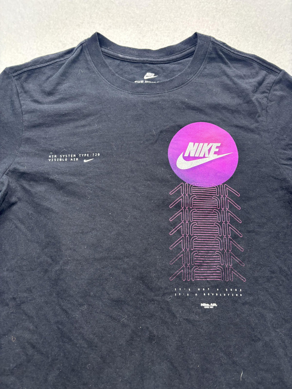 Nike Shirt Mens Small Black Nike Air 720 Purple Logo Long Sleeve Graphic Tee
