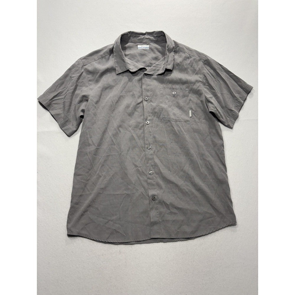 Columbia Shirt Mens XL Gray Check Short Sleeve Button Up Lightweight Casual