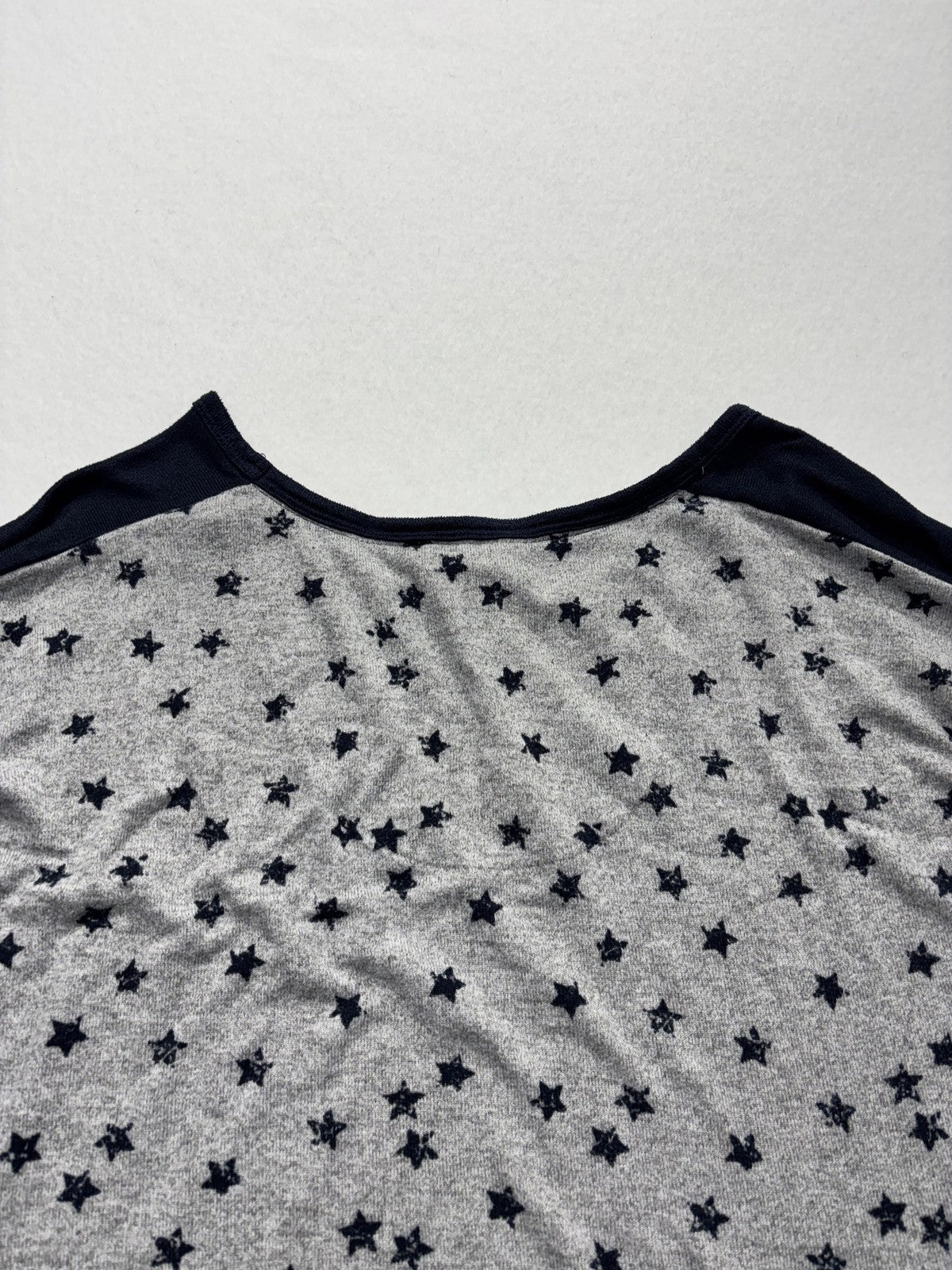 Lucky Brand Shirt Womens L Gray Star Print Scoop Neck Dolman Sleeve Tee