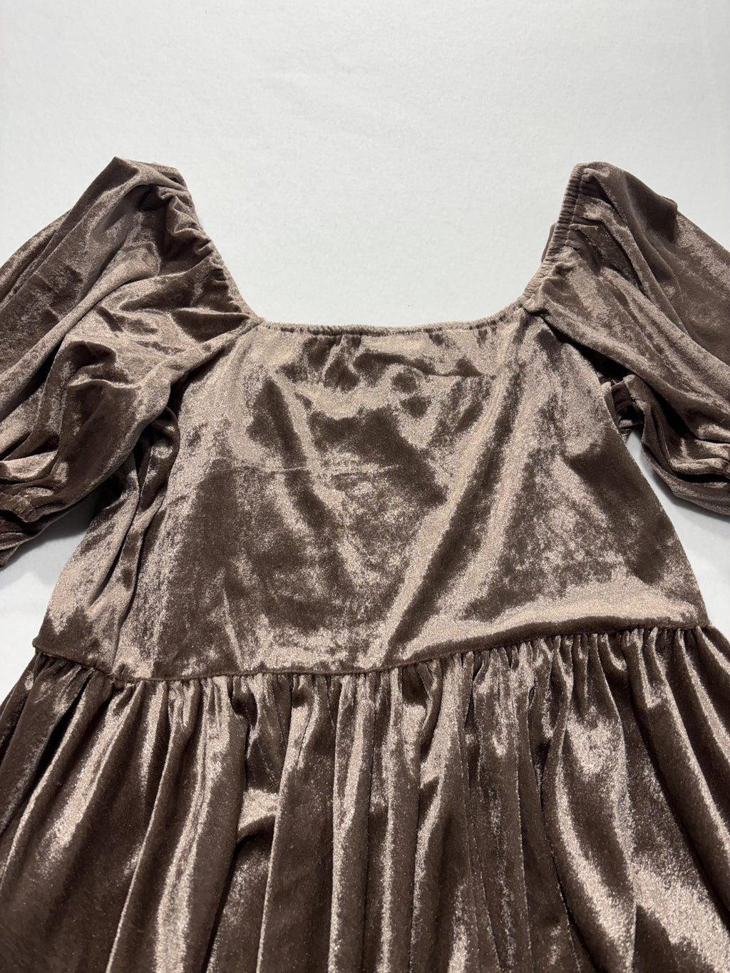 Arula Dress Womens 0X Brown Velvet Puff Sleeve Fit Flare Party Cocktail