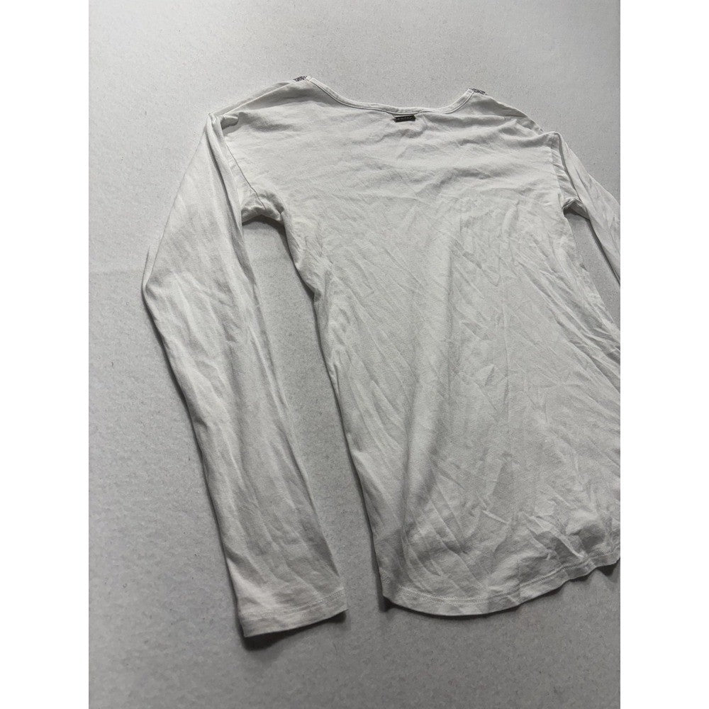 MICHAEL Michael Kors Top Womens Small White Scoop Neck Beaded Long Sleeve Jersey