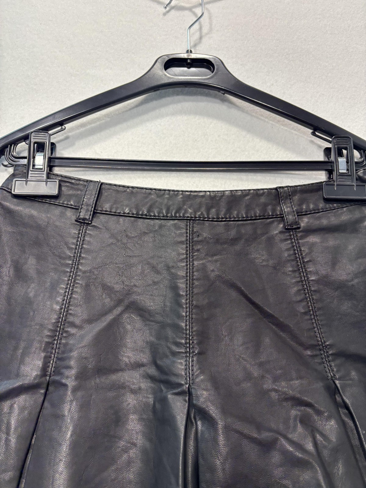 Free People Skirt Womens 0 Black Faux Leather Pleated Layered Mini Lined