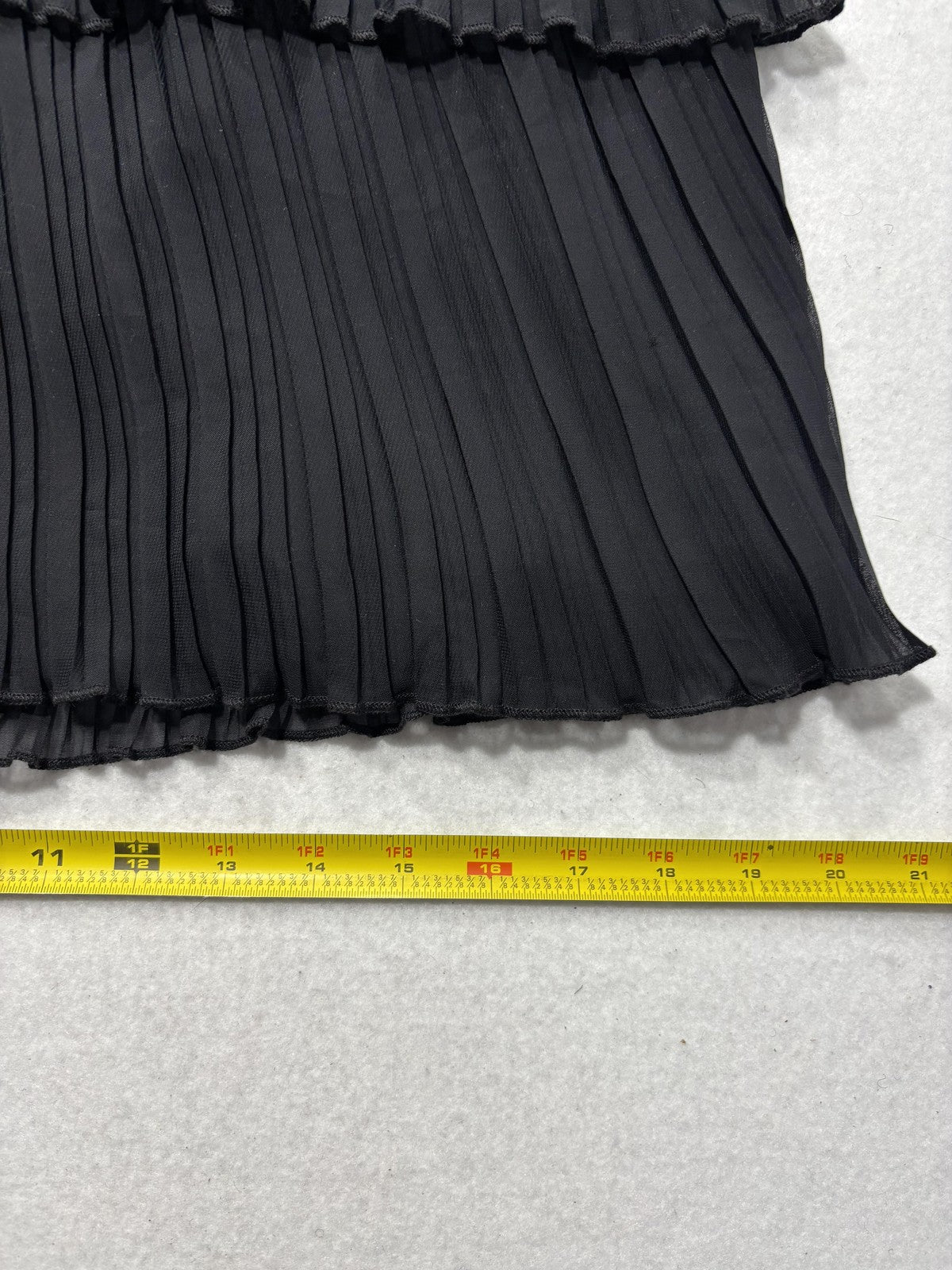 Crystal Doll Dress Juniors 5 Black Strapless Pleated Tiered Chiffon Mini Party