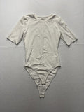 Everlane Bodysuit Womens Medium White Supima Cotton Jersey Short Sleeve Thong