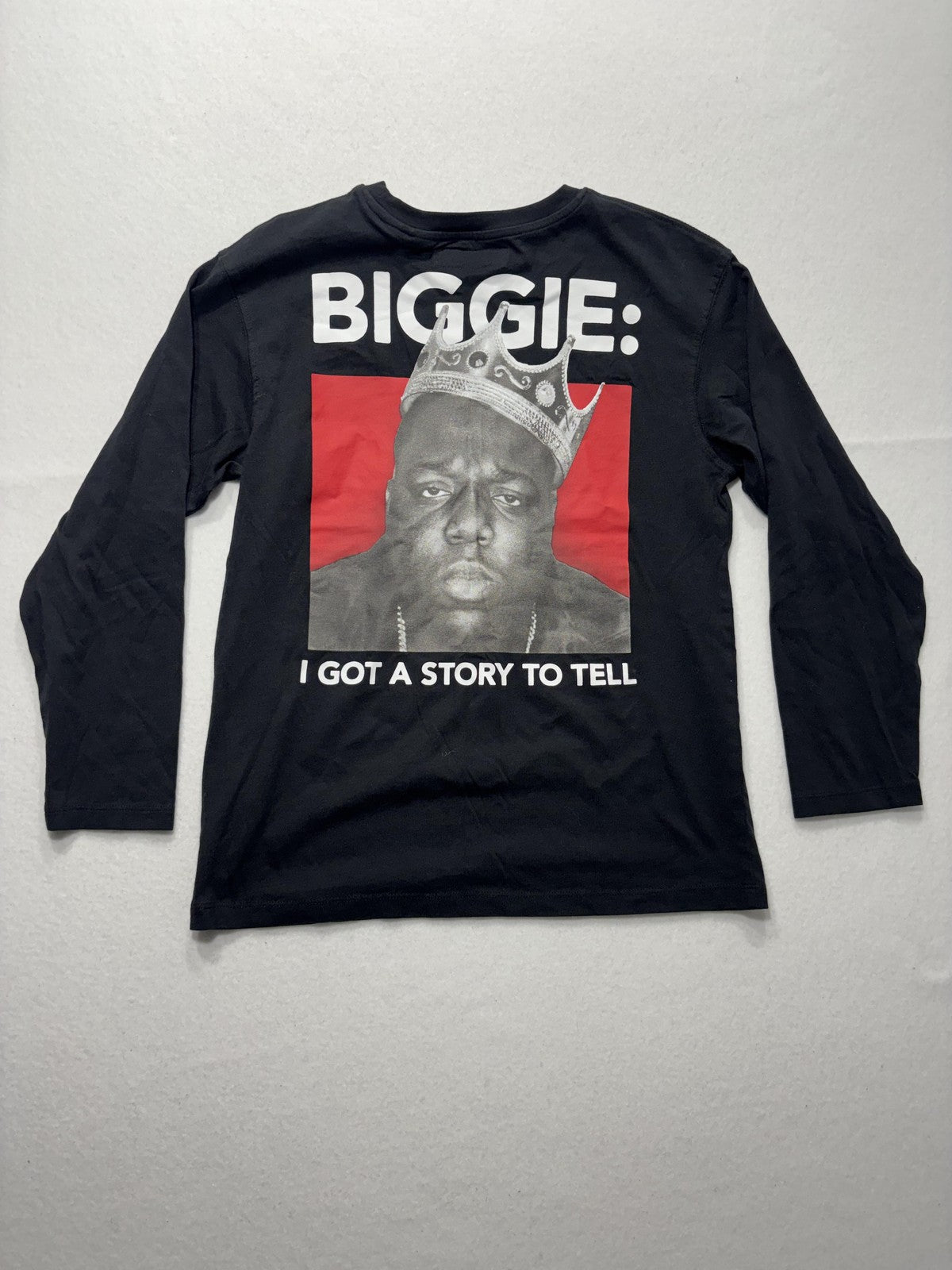 BIGGIE Shirt Boys 11-12 Black Zara Long Sleeve Graphic I Got A Story To Tell