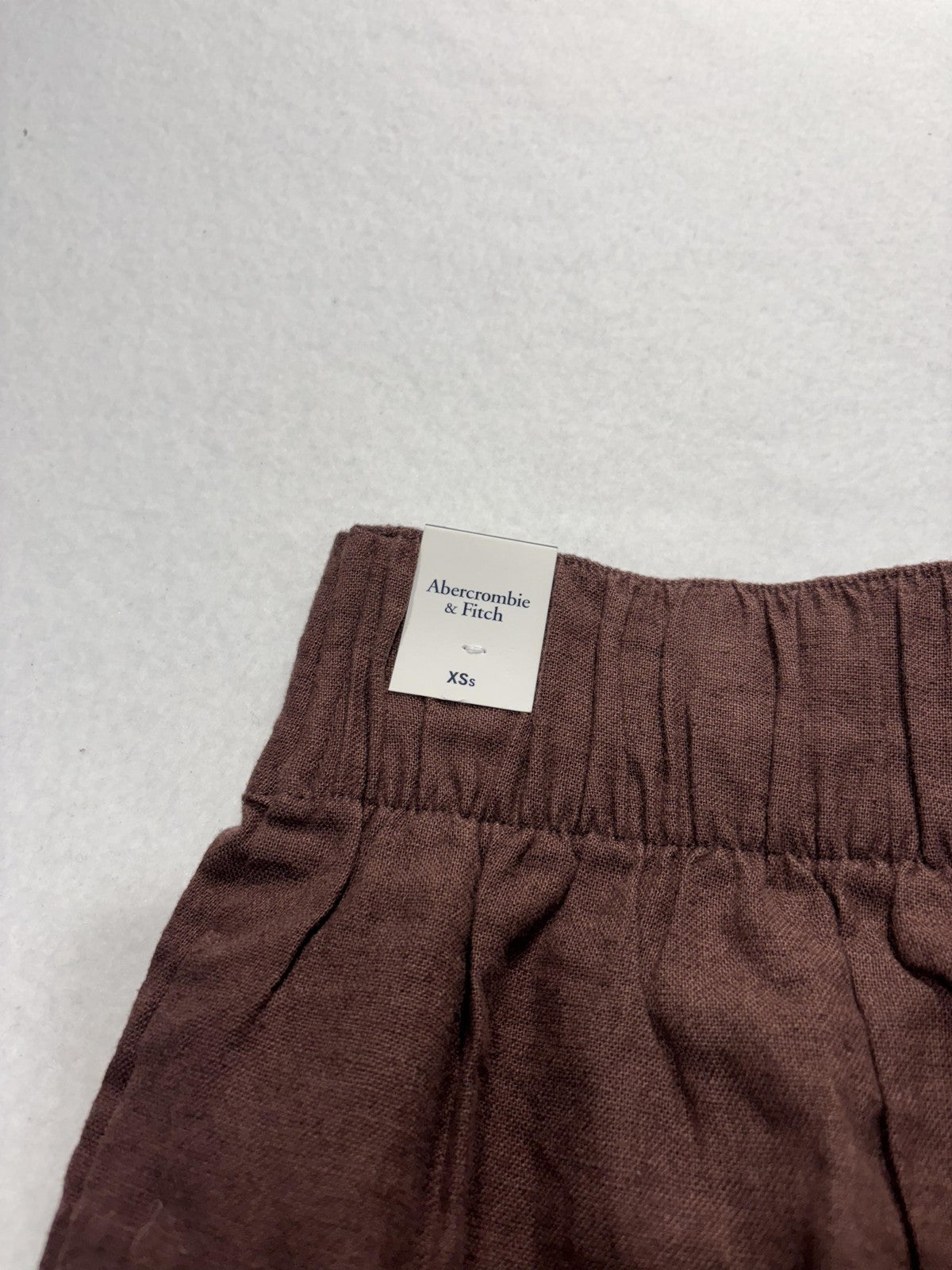 Abercrombie & Fitch Dress Pants Womens XS Short Brown Linen Wide Leg Pull On