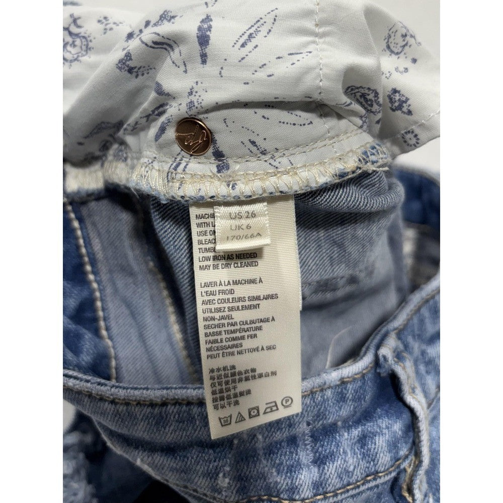 We The Free Shorts Womens 26 Blue Distressed Cut Off Raw Hem Denim Summer