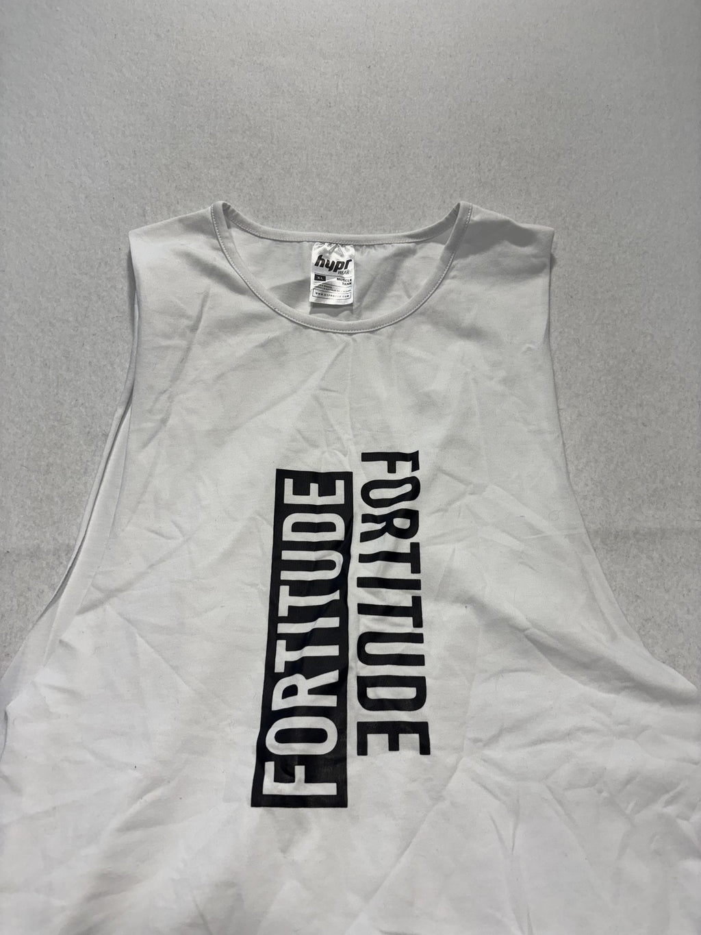 Hypr Wear Muscle Tank Mens XL White Fortitude Graphic Gym Training Athletic