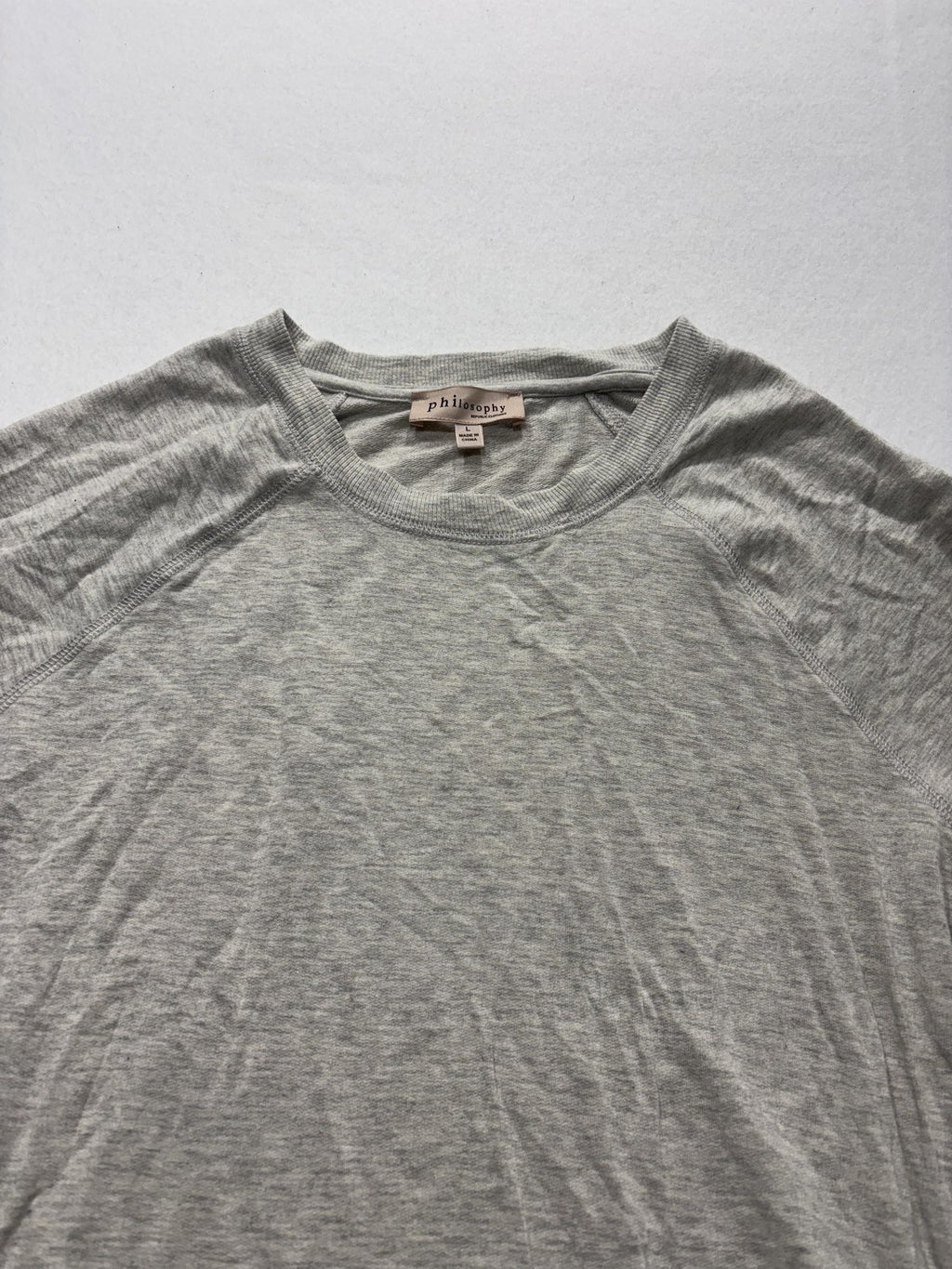Philosophy Republic Clothing Top Womens Large Gray Long Sleeve Asymmetrical Hem