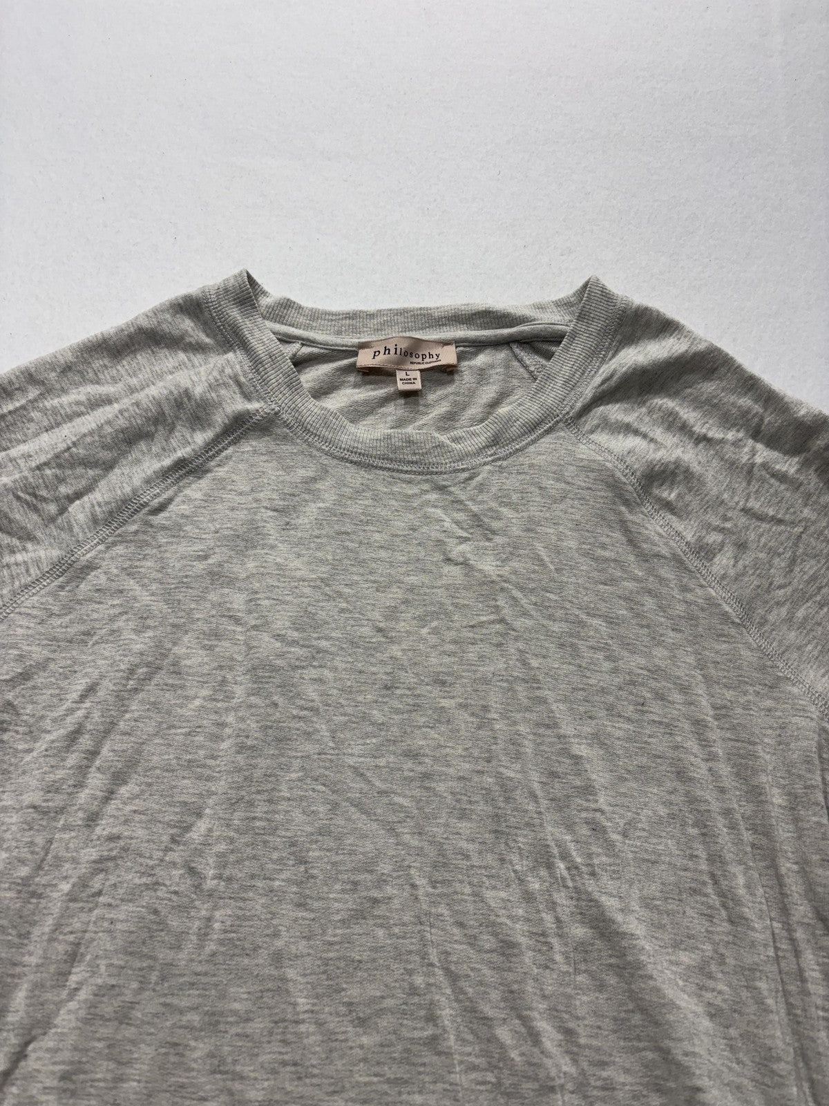 Philosophy Republic Clothing Top Womens Large Gray Long Sleeve Asymmetrical Hem