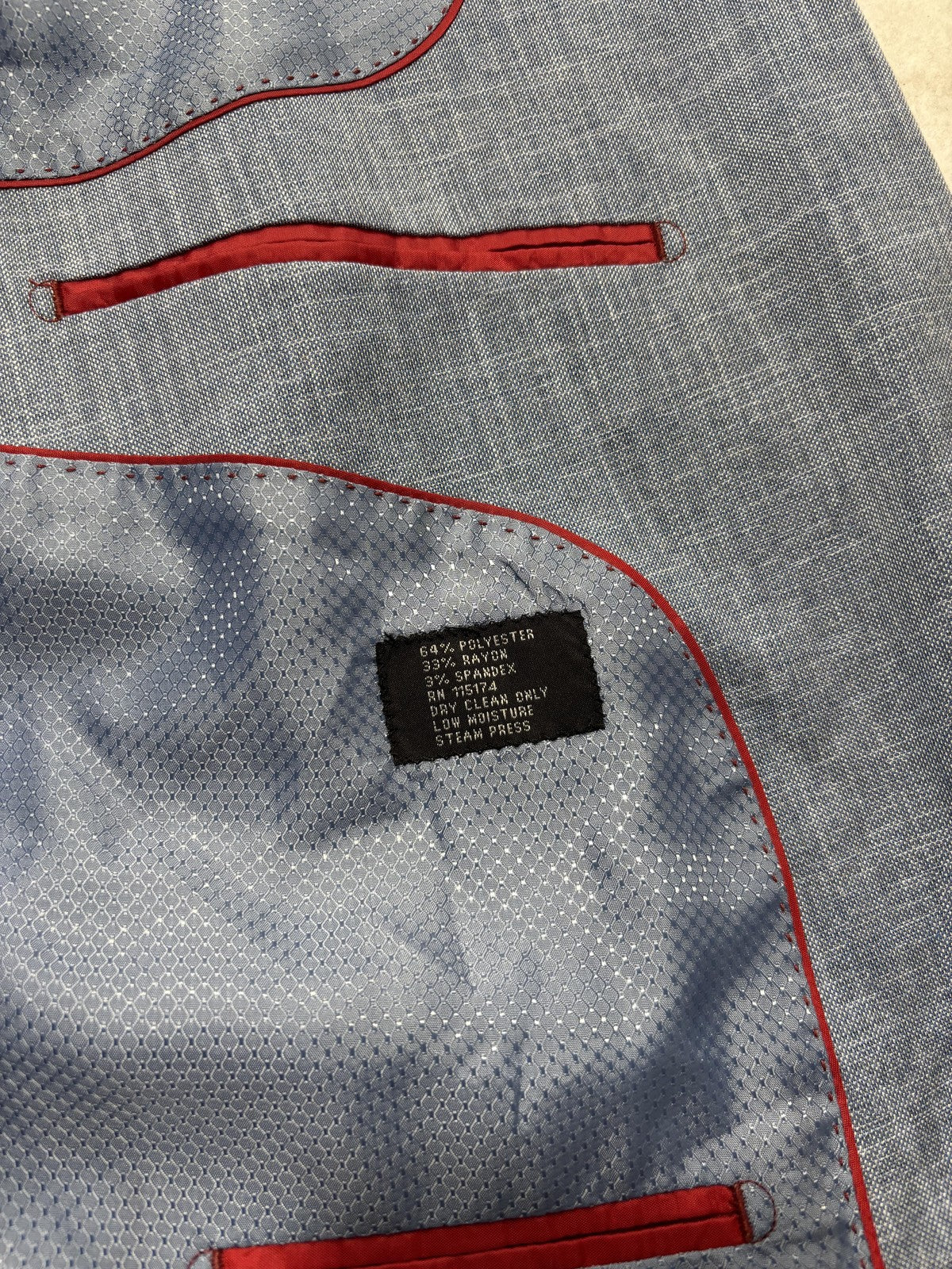 Bocaccio Uomo Sport Coat Mens 44 Blue Stretch Two Button Blazer Notch Lapel